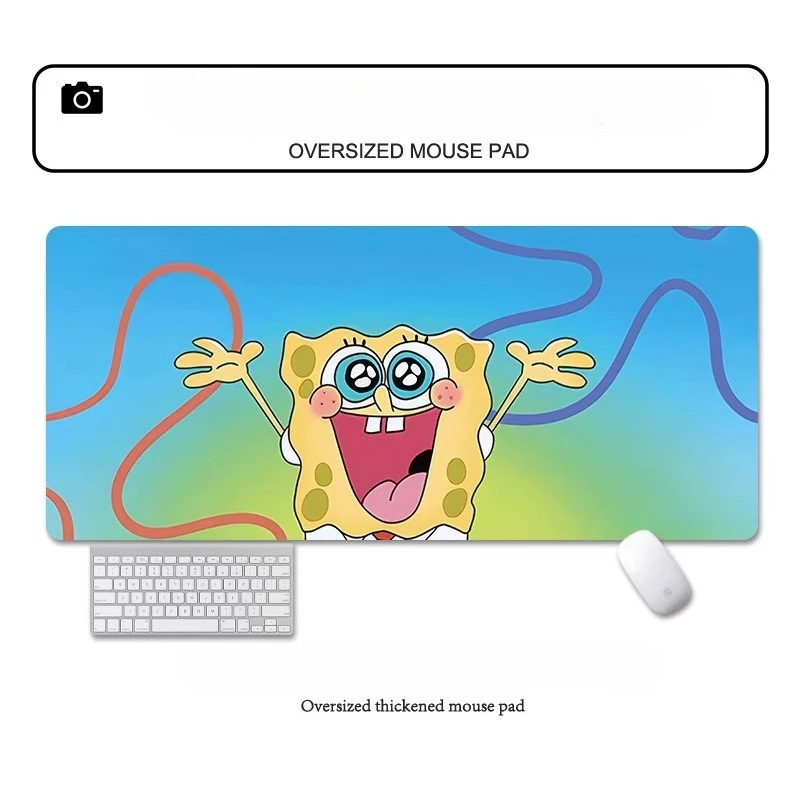 New SpongeBob SquarePants Mouse Pad Large Size Game Office Cartoon Lock Edge Non-Slip Desk Pad Dormitory Dirt Resistant Desk Mat