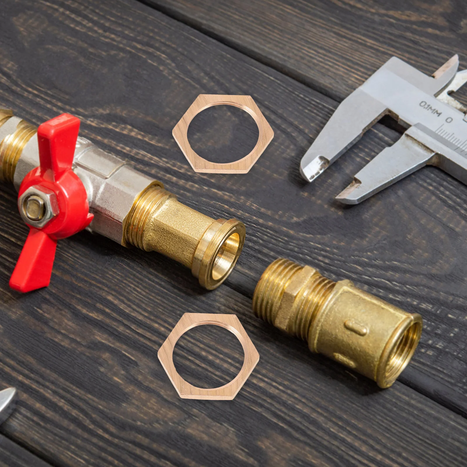 

6Pcs Hex Lock Nuts Internal Thread Brass Fitting Pipe Fasteners for Bathroom Outdoor Water Tanks Washing Machines Durable Lock