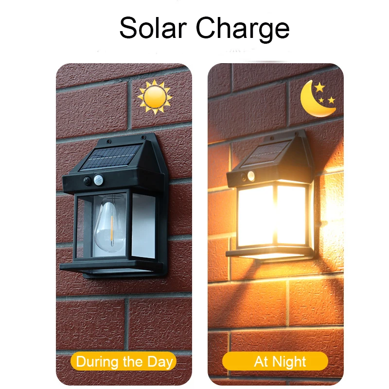 Outdoor Waterproof Solar Wall Light Motion Sensor Porch Lights Auto Sensing Light Control Solar Lamp for Garden Door Lighting