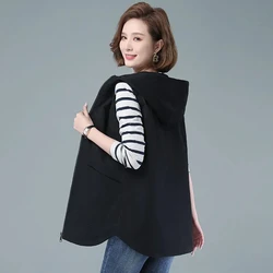 Mid length Vest Women's Spring Coat 2026 New Korean Fashion Sleeveless Vest Jacket Casual Hooded Female Waistcoat Zipper Outwear
