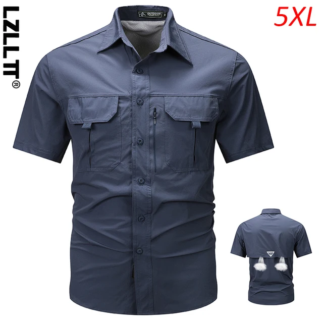Letnia męska koszulka Cargo z krótkim rękawem Oddychająca koszula męska Casual Tactical Military Polo Shirt Men Outdoor Camp Hike Safari Work Shirt Top