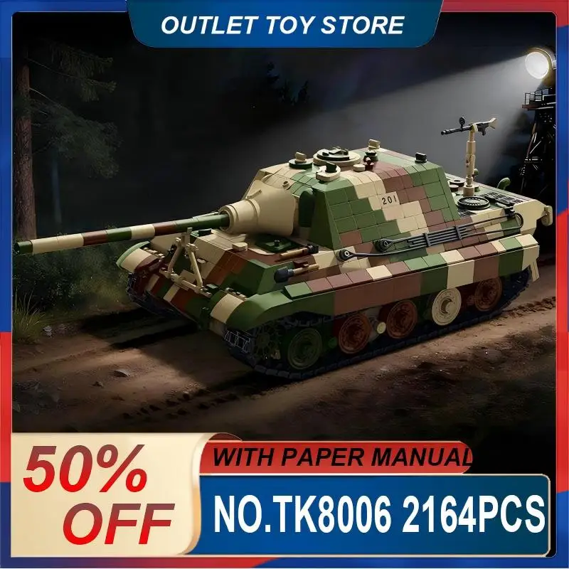 TK8006 Small Particle Military Heavy Tank Destroyer Building Blocks Bricks, Collectible Model, Practical Birthday Gift for Boys