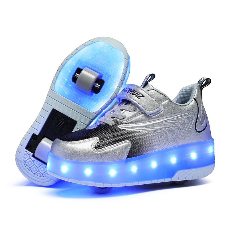 Chaussures LED Avec Roues Rétractables Enfant | Baskets Lumineuses à Roulette Sport Marche Garçon Fille Cadeau