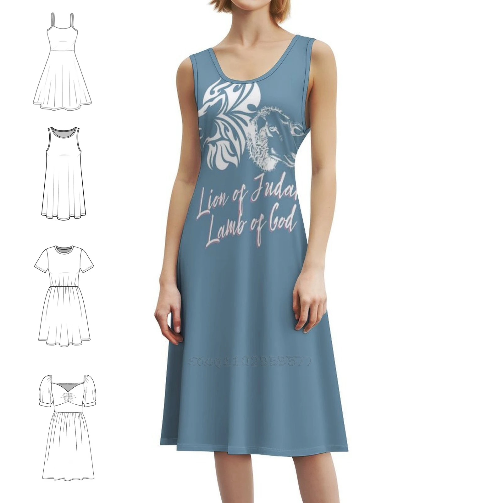 أسد يهوذا ; فستان بفتحة عنق على شكل قلب من الله فستان صيفي أنيق للحفلات للنساء الله يهوذا الأسد يسوع نهاية مسيحية