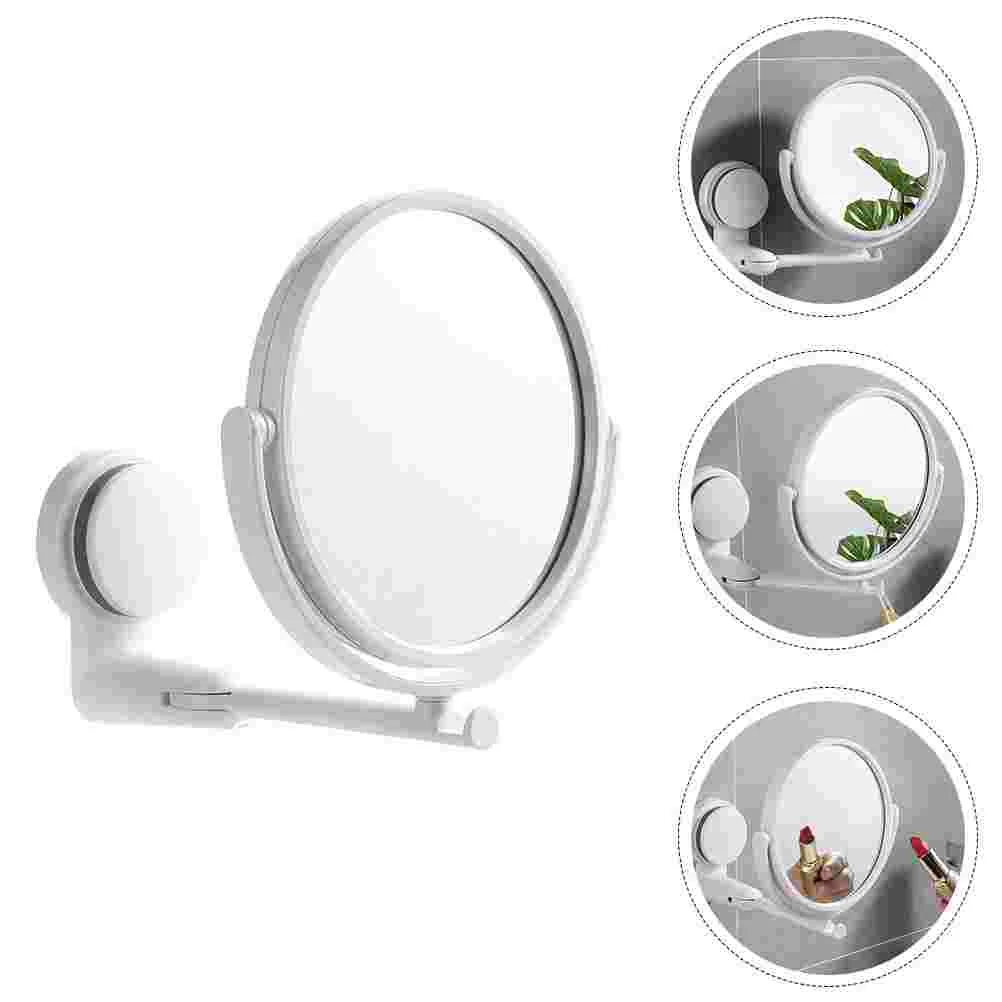 Punch-Free Creative Suction Cup Makeup Mirror Angle Adjustable Folding Simple Style Wall Mounted Mirror for Bathroom