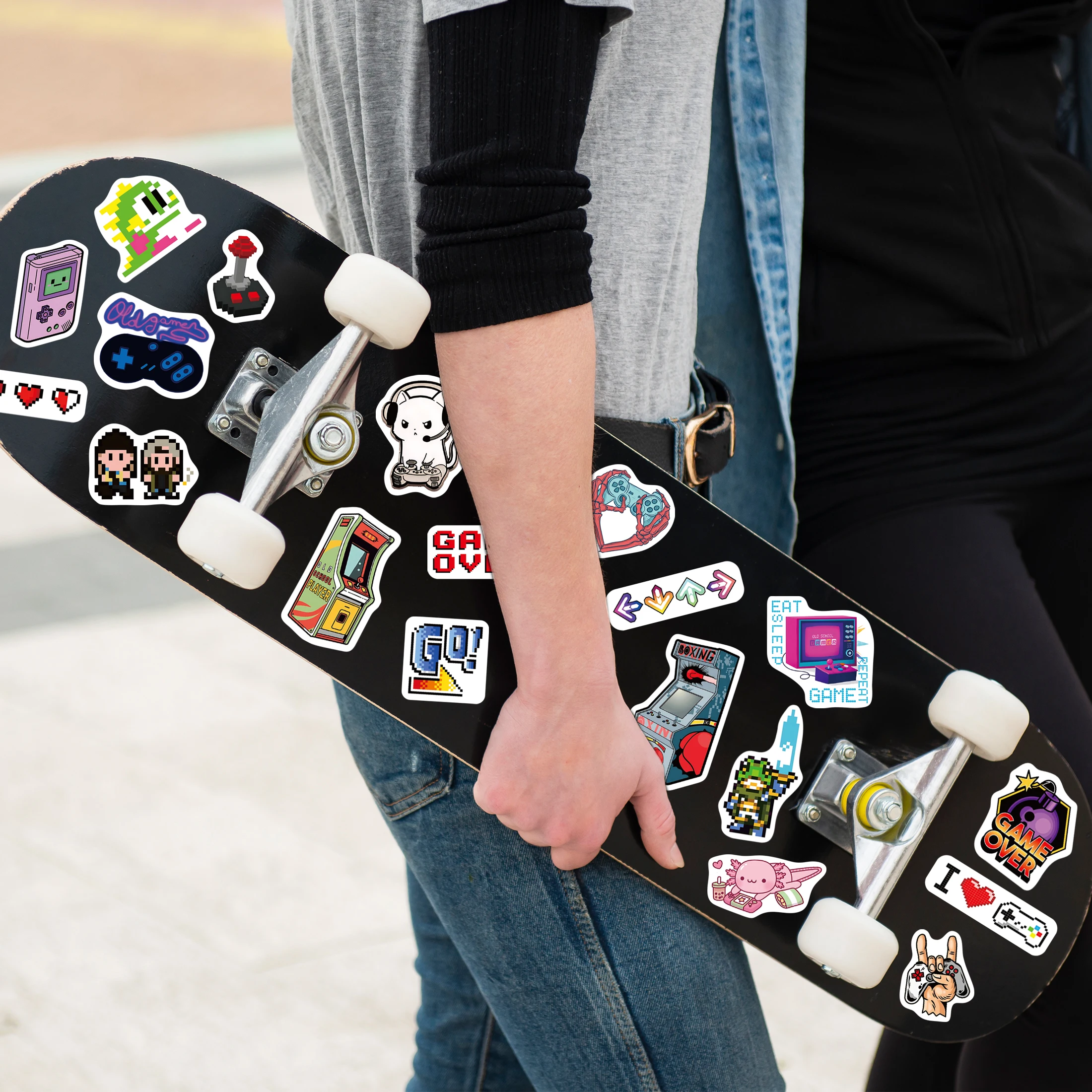 ملصقات نمط اللعبة المتوهجة في الظلام 54 قطعة من ملصقات دفتر الملاحظات المضيئة ذاتية اللصق المقاومة للماء