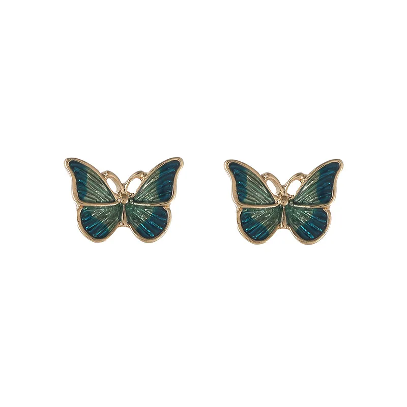 Los fabricantes de pendientes coreanos venden pendientes de mariposa de estilo de pintura al óleo suaves y flexibles, nuevos pendientes versátiles