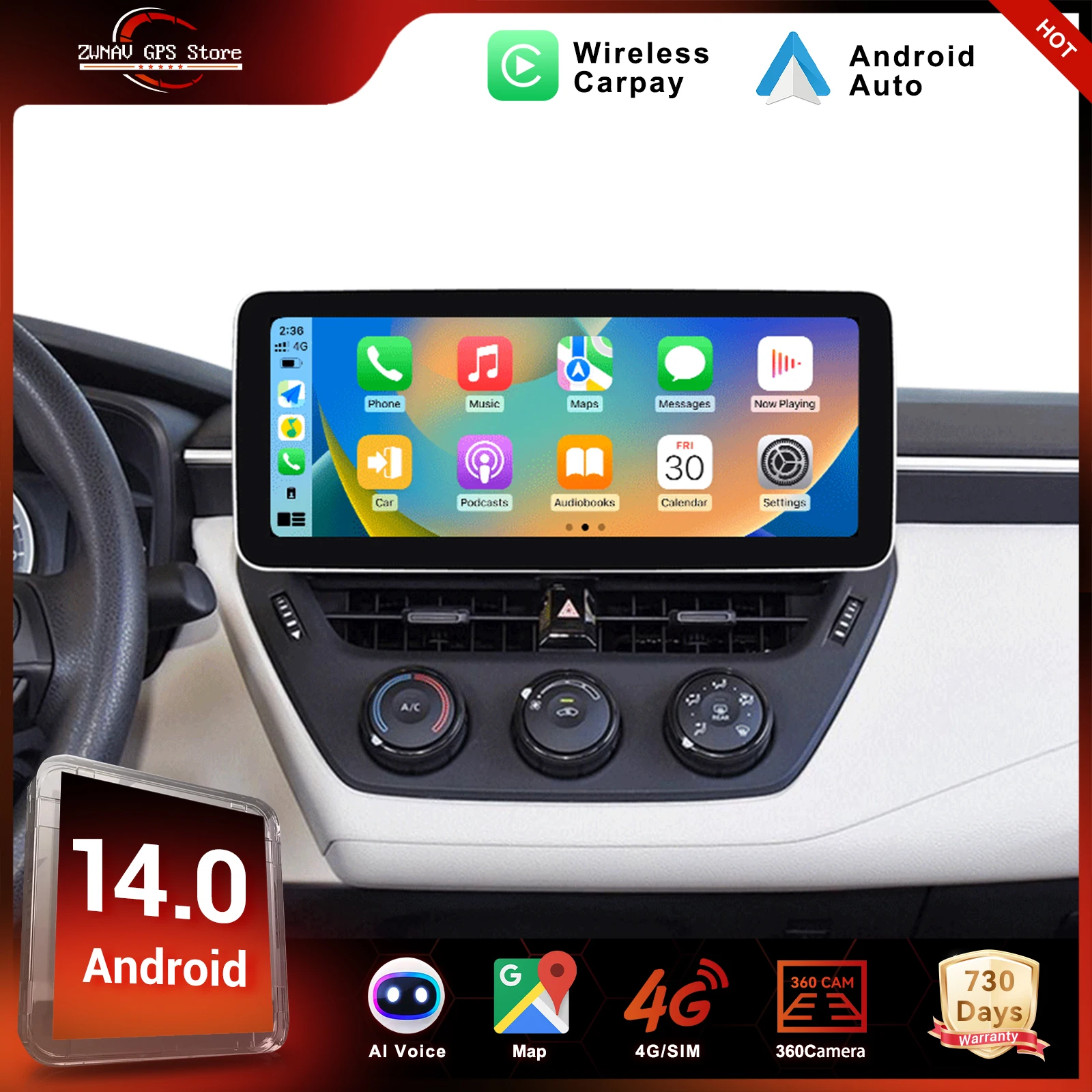 ZWNAV Android 14 Car Radio For Levin Fenglan Da Rui Fang Ling Shang Asian Lion 2022-2024 Wireless CarPlay Android Auto GPS Navig