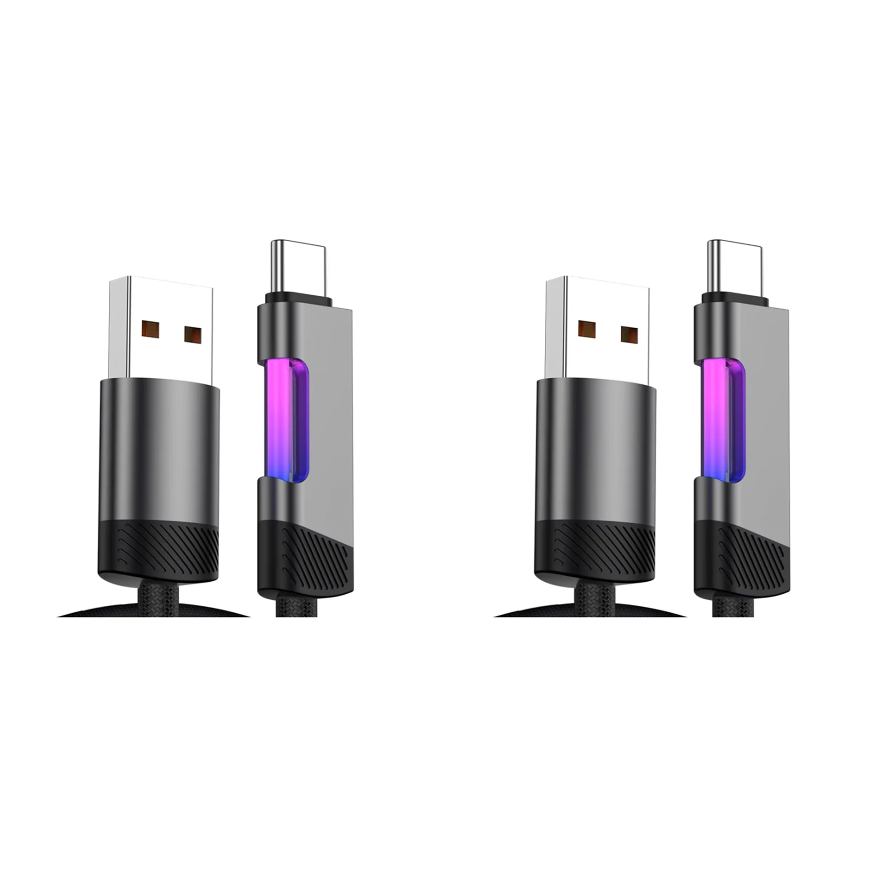 B44C 2X RGB Fast Charging Cable 2M 120W 6A USB To Type-C Charge Cable With RGB Ambient Light USB To Type-C