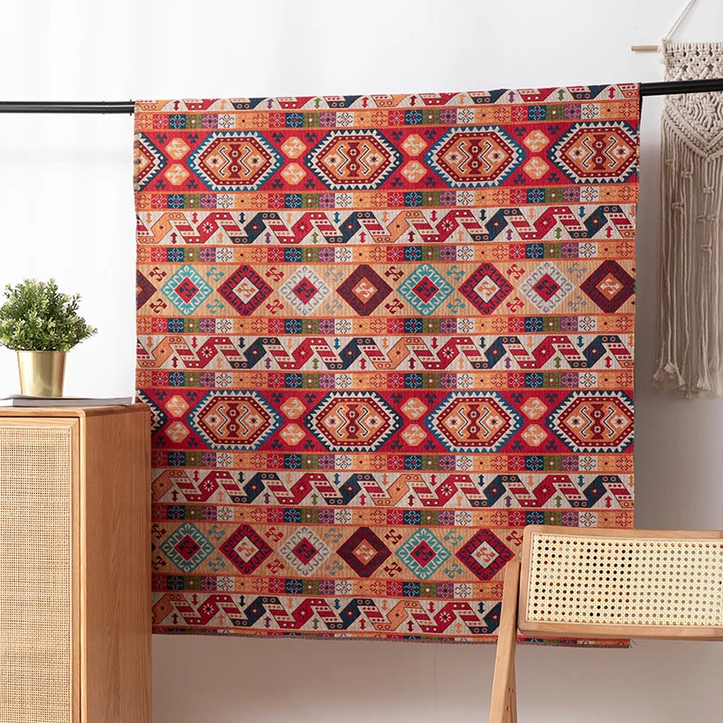 

Ethnic Yarn-Dyed Jacquard Cloth Fabric Bohemia Style Home Cloth Tablecloth Sofa Blanket Clothing Decorative Fabric DIY Sewing