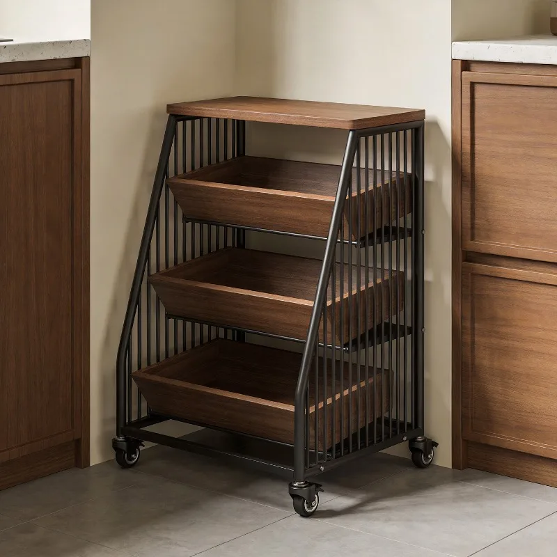 For storage racks, kitchen movable vegetable baskets, multi-layer fruit and vegetable storage racks for household use