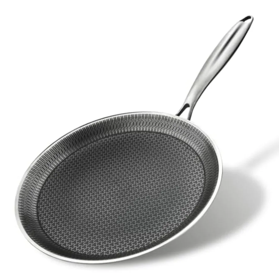 

Сковорода для крепа с антипригарным покрытием, 11 дюймов, сковорода для крепа из нержавеющей стали, сотовое покрытие, плоская сковорода Tawa Dosa Tortilla Omelet Griddle Pan PFOA F