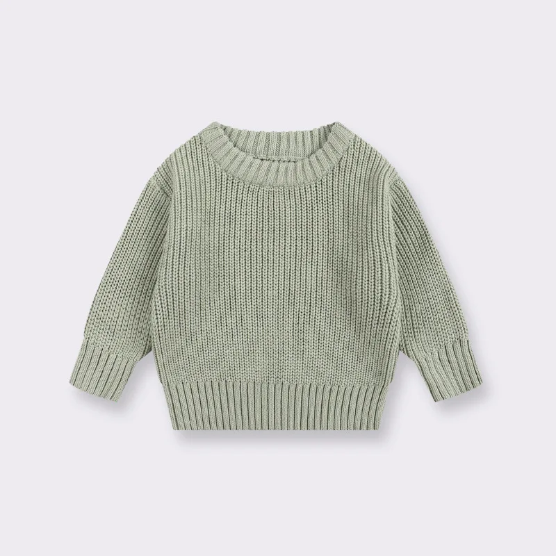 Baby Sweater Round Neck Boy Girl Knit Sweater for Winter Kids Clothes Causal Solid R Long Sleeve Pullover Tops Toddler Jumpers