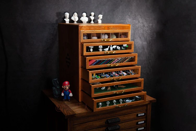 American solid wood light luxury texture desktop locker Six pumping storage cabinet