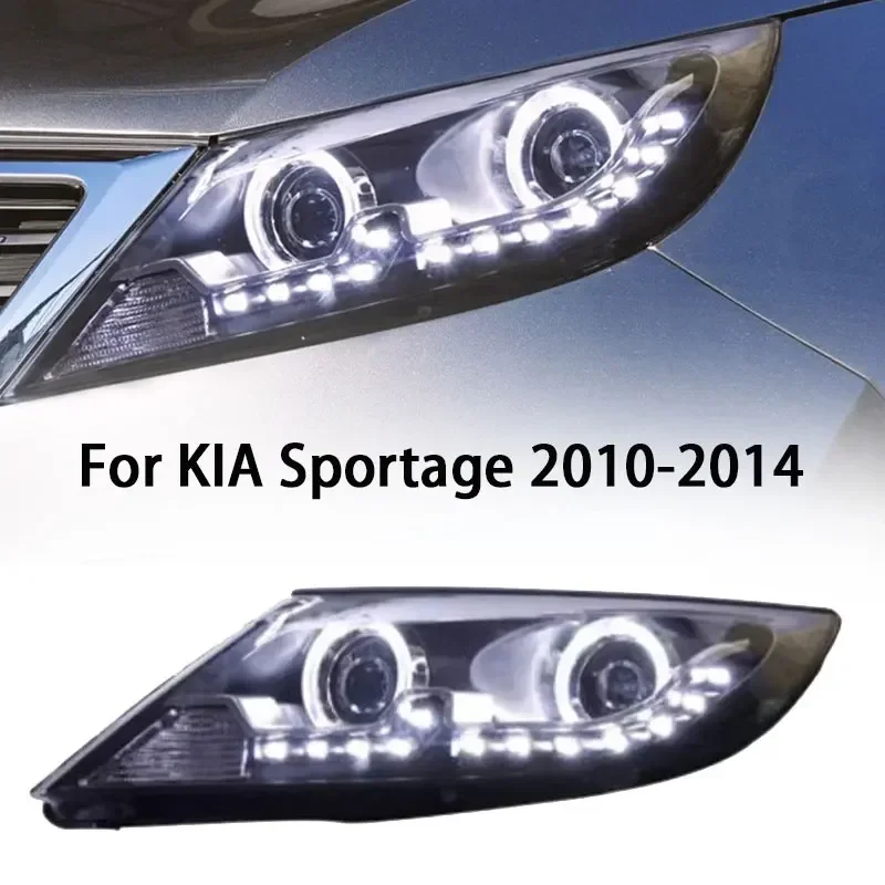 

Автомобильные фары для KIA Sportage, светодиодные фары 2010-2014, фары Sportage DRL, указатель поворота, дальний свет, линза проектора «ангельский глаз»