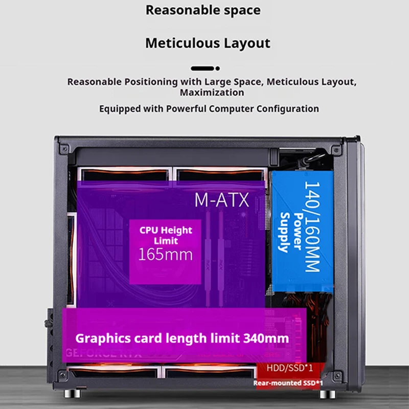 WJCOOLMAN Alpha S1 Transparent glass M-ATX PC Case Support U3 Type-C gabinetes gamer Desktop Portable MINI Small computer case