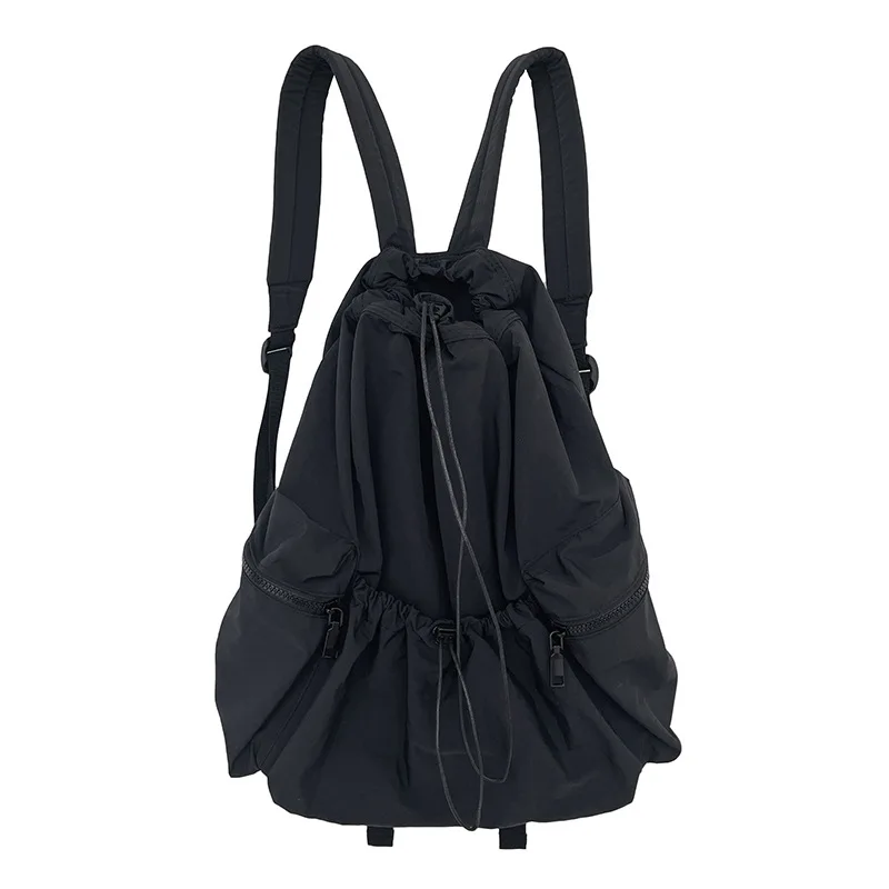 Mochilas femininas com drawing ruched, mochila casual de nylon leve, bolsa de estudante, grande capacidade, mochila de viagem, fashion, lady, 2023