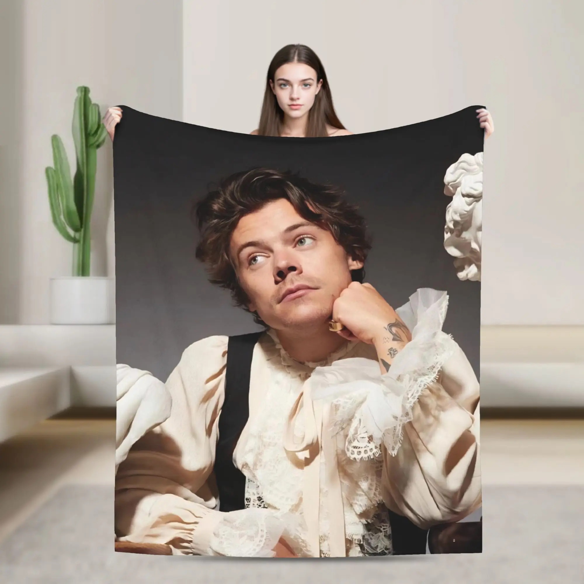 Kiss All The Time Album Plush Blanket Harrys Singer Styles Novelty Throw Blanket for Home 200x150cm Plush Thin Quilt