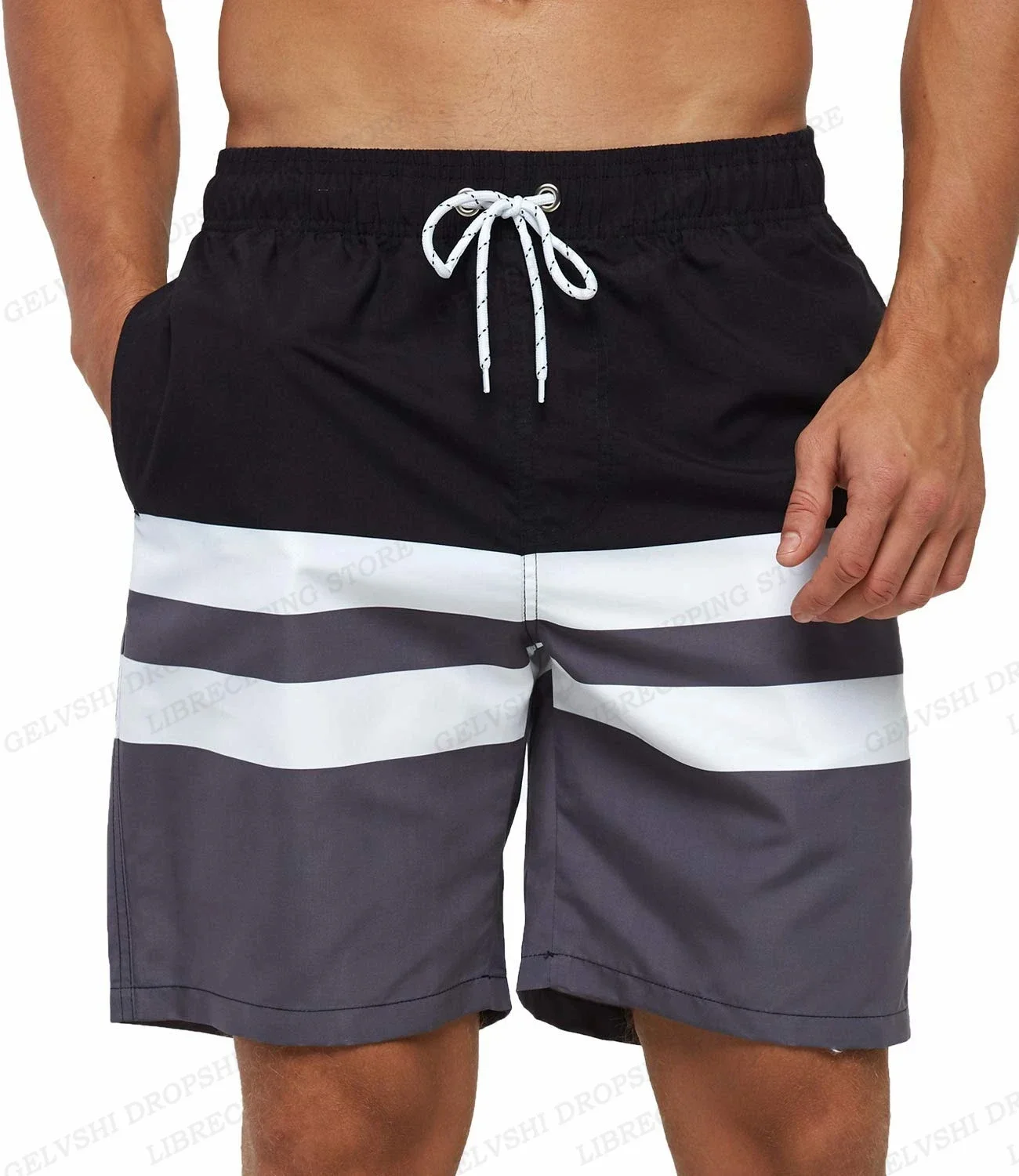 

Men's Swim Shorts Striped 3D Surfboard Shorts Children's Beach Shorts Men's Swim Trunks Men's Sports Fitness Pants Boys
