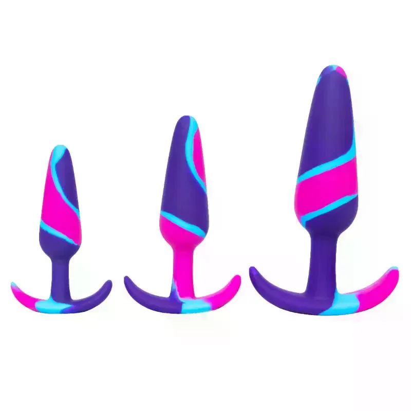 Colored Silicone Anal Dilator Set: Beginner-Friendly Butt Plugs for Prostate Massage-Soft Gel Adult Couples' Sex Toy Exploration