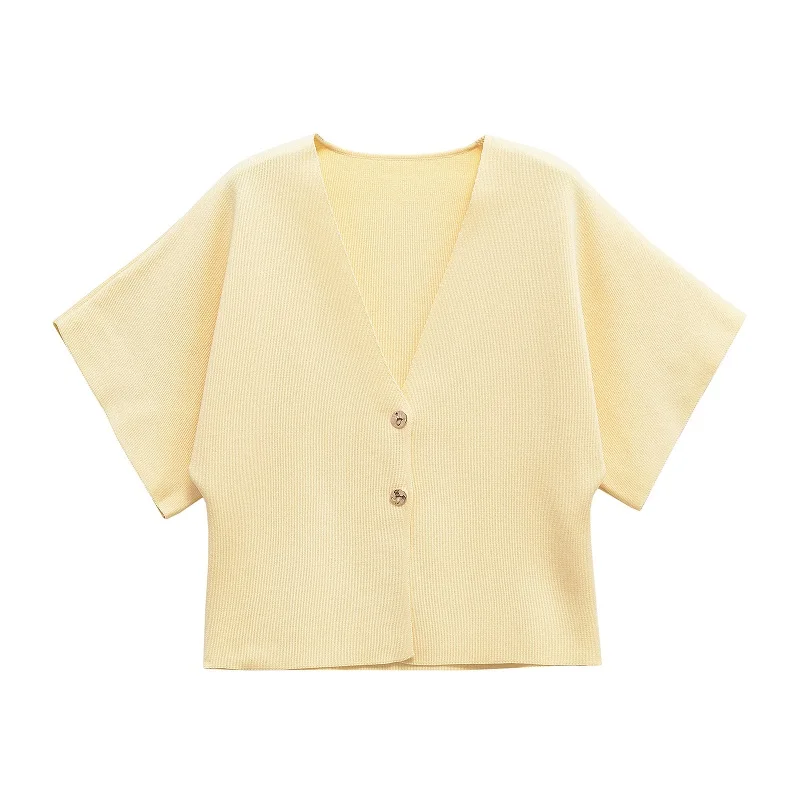 MUJER สีดํา Crop ถักเสื้อผู้หญิง 2025 แขนสั้นผู้หญิงฤดูร้อนสบายๆถักเสื้อสเวตเตอร์ถักผู้หญิงวันหยุดผู้หญิงเสื้อ