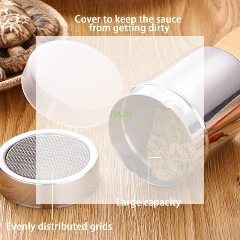~Powder Sugar Shaker With Lid Stainless Steel Powder Shaker Powder Sprinkle For Chocolate Cocoa Flour Kitchen Tools With Lid