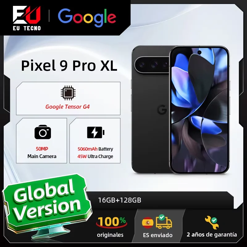 Google Pixel 9 Pro XL 5G Smartphone Gemini AI Écran OLED 6,8 pouces 120 Hz Google Tensor G4 Appareil photo arrière 50 Mpx Batterie 5060 mAh