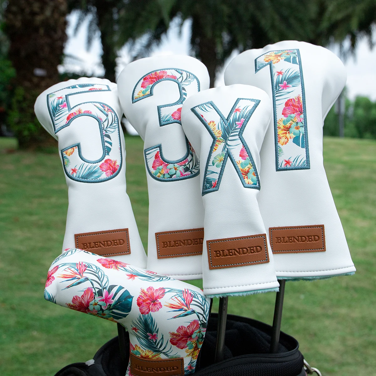 Golf Head Covers Summer Fashion Golf Head Covers High Quality Tee Wood Covers Set White Premium Leather Tee Wood Covers Fairway