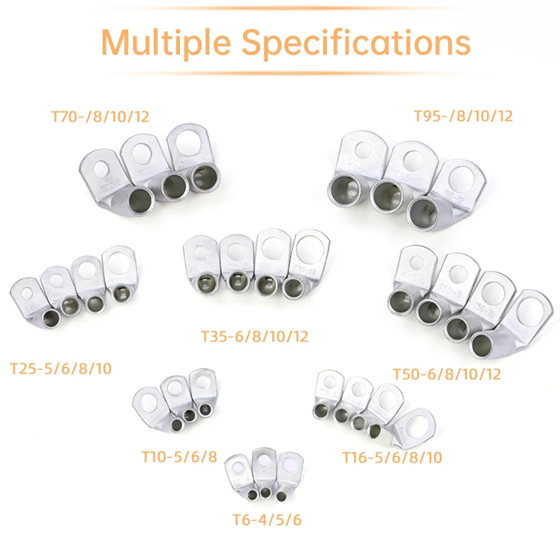 L-type 90Degree Right Angle Lug  Wire Terminals 2 ~ 50pcs Tinned Copper Automotive Crimp Terminal Crimp Electric Cable Connector