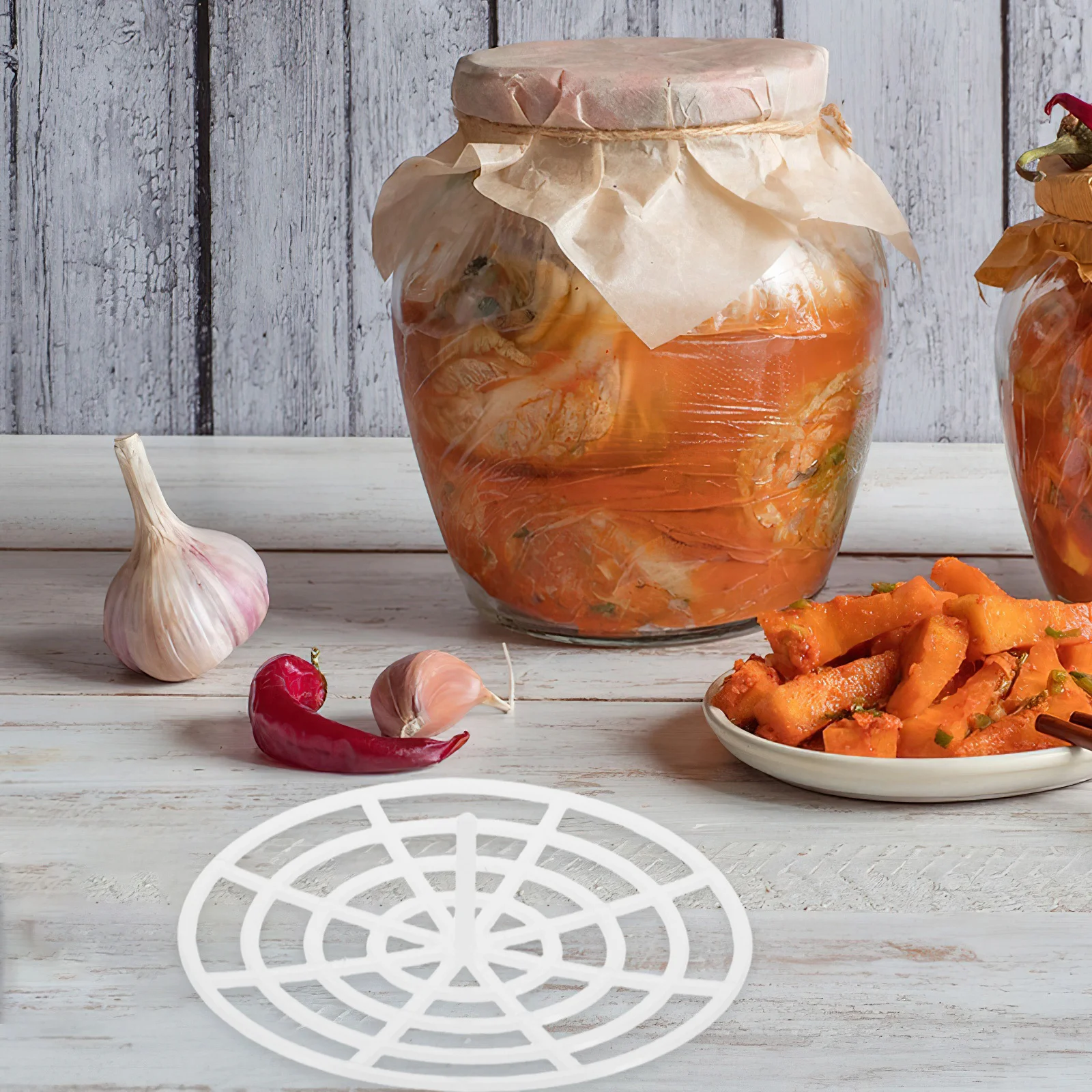 

10pcs Pickle Press Plate 9.7Cm Fermenting Jar Mesh Presser Plastic Fermentation Weights For Pickled Vegetables Canning Jar Tool