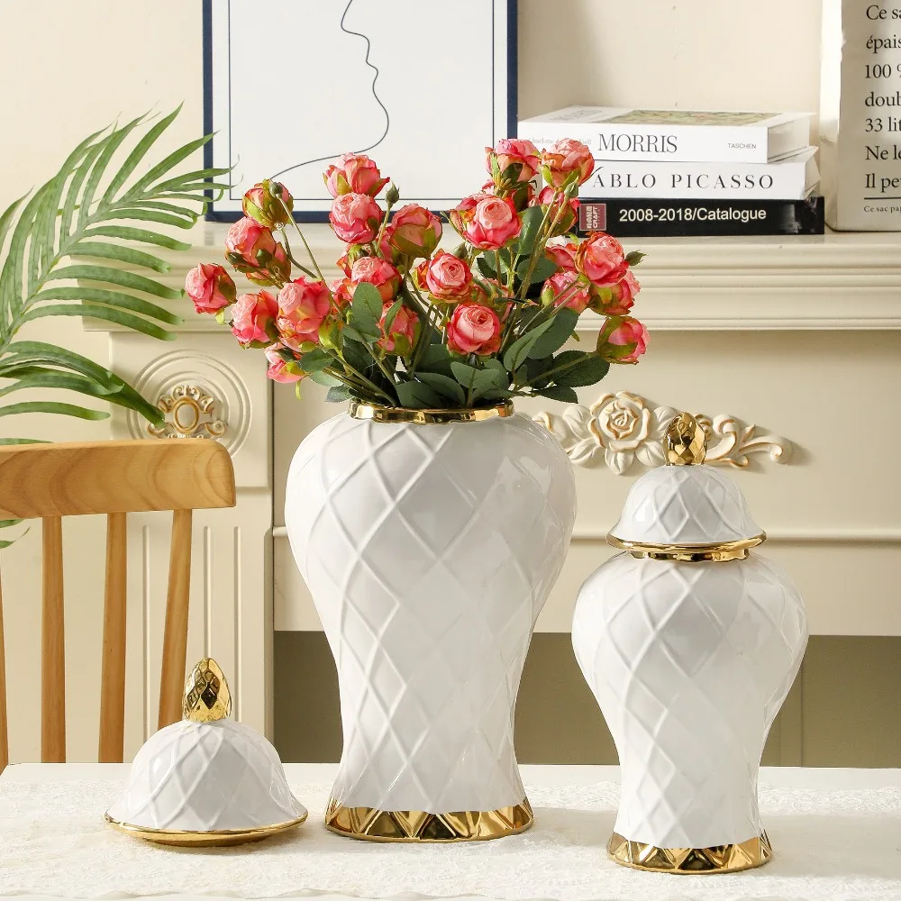 Nordic Decorative Jar Wedding Platinum Ginger Jar Vase Living Room Home Decoration Bottle Ginger Jar Luxury Home Decoration