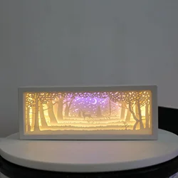 Long 3D Paper Carving Light and Shadow Photo Frame Painting, Bedroom Bedside Decoration, Small ornament