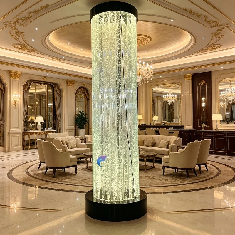 custom.Luxury Acrylic LED Bubble Column Custom Round Cover Bar Decor