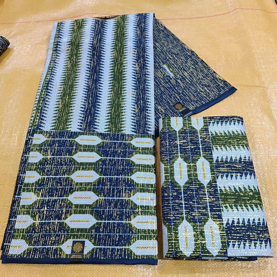 2024 Nieuwe Collectie Kente Gouden 4 + 2 Afrikaanse Wax Stof 100% Katoen Нигерия Анкара Восковый Stof Batik Nederlandse Hoge Ölか 3)
