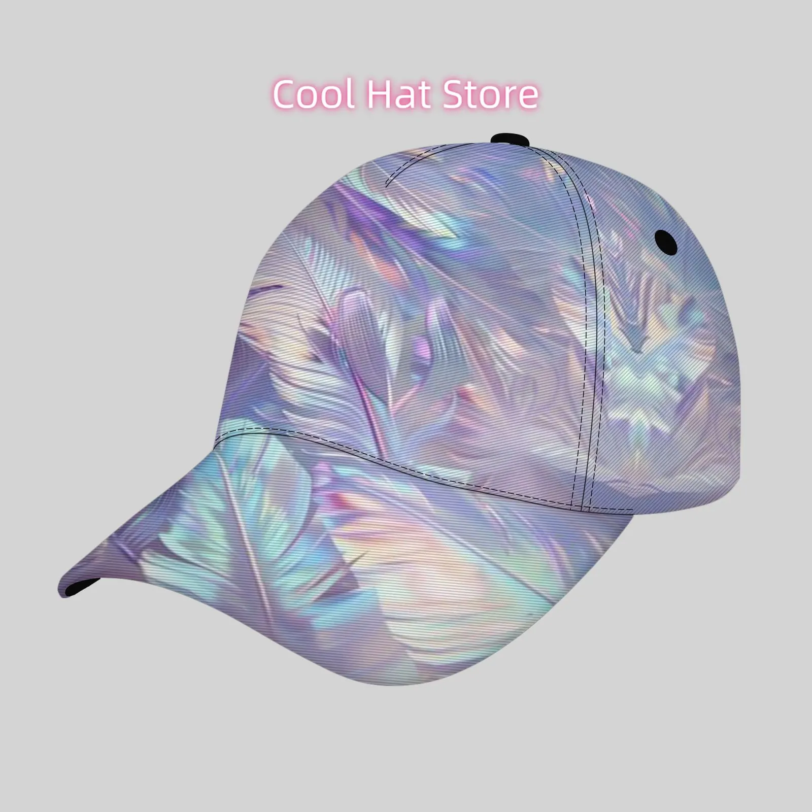 Women's Iridescent Pastel Rainbow Sun Hat - Adjustable Wide Brim Lightweight Outdoor Cap with Shimmering Iridescent Colors (Pink