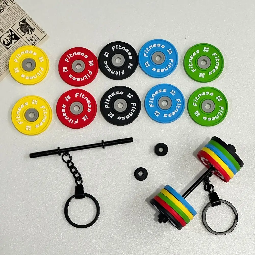 Mini Barbell Plates Key Chain Kettlebells Water Cups Simulation Dumbbells Keyring Bag Charm Creative Fitness Series Pendant