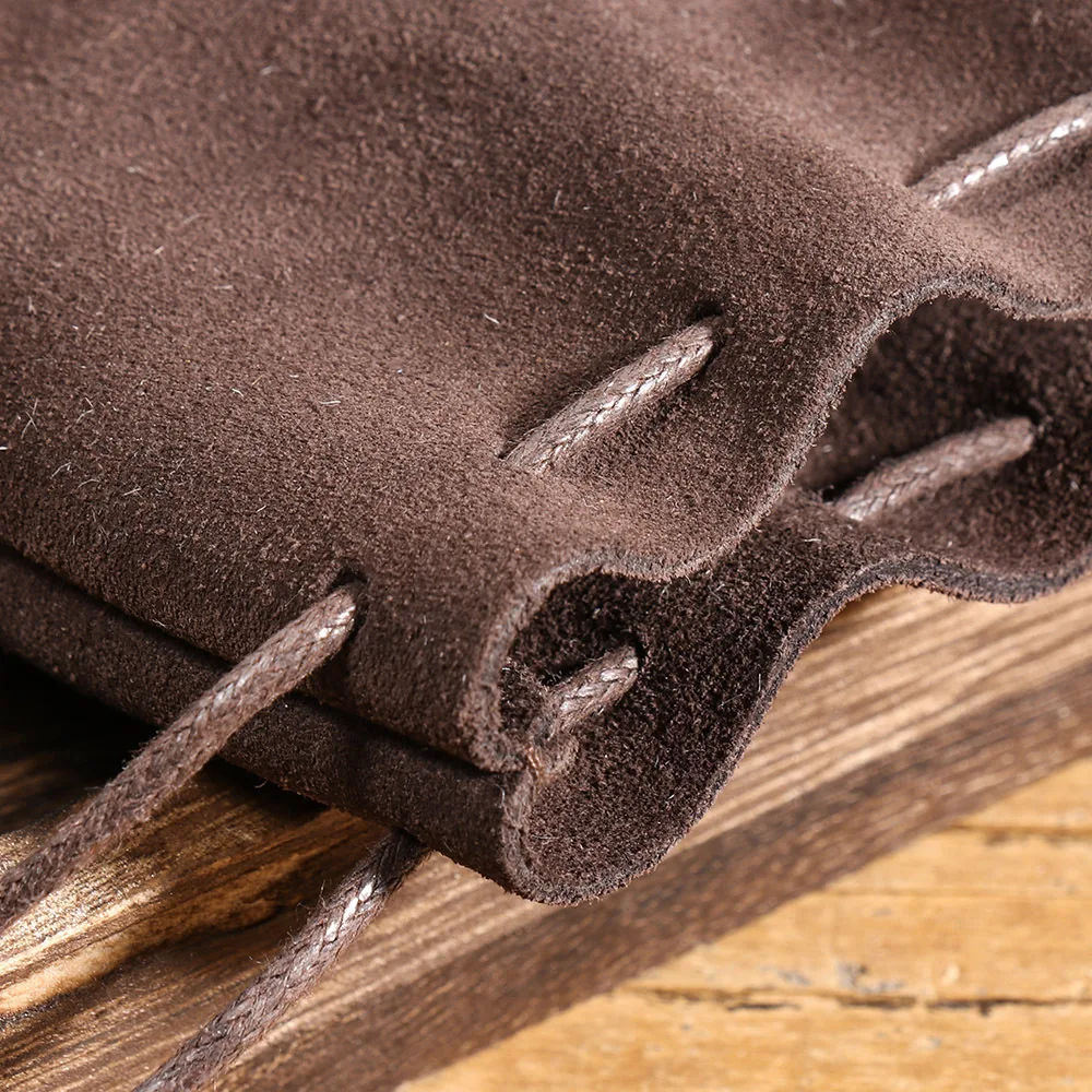 LUOKIR Herren-Geldbörse aus echtem Leder, schlicht, Vintage, kleine Kartentasche, Damen-Geldbörse aus Rindsleder, Schlüssel, Geld, Kordelzug, Aufbewahrungstaschen – Detail 8