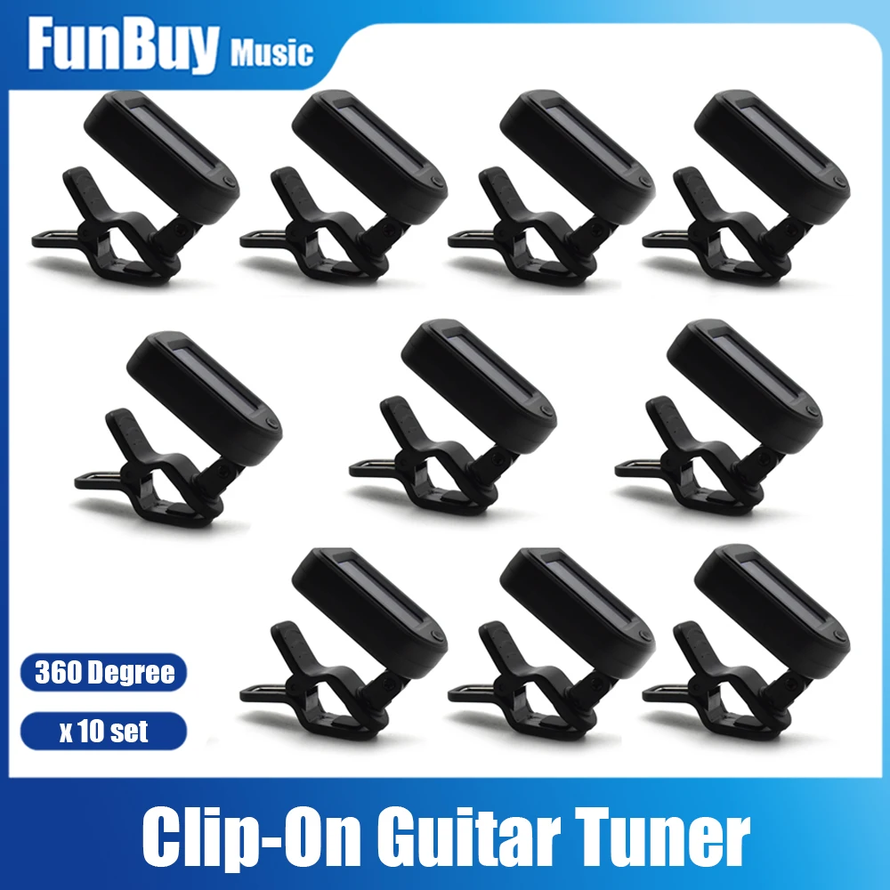 10Set Clip-On Digital Guitar Tuner 360 Degree Rotatable Tuners Machines for Guitar Bass Violin Ukulele Chromatic