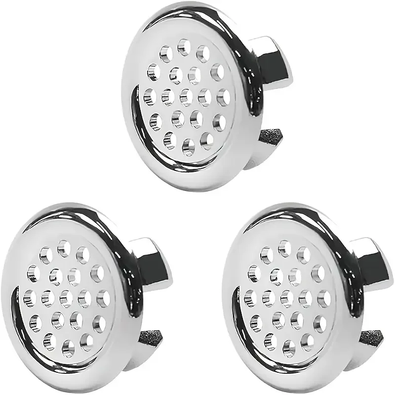 Circular overflow cover ring, insertable replacement part, circular drain cover, bathroom and kitchen sink and basin accessories