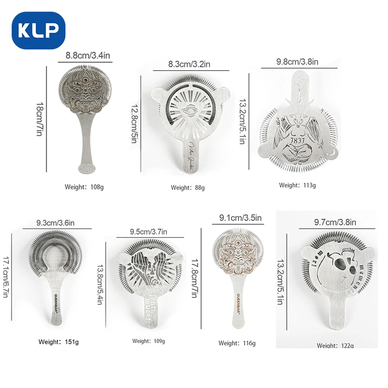 KLP 1pcs Stainless Steel Long Handle Bartending Strainer, Fancy Strainer for Professional Bartenders