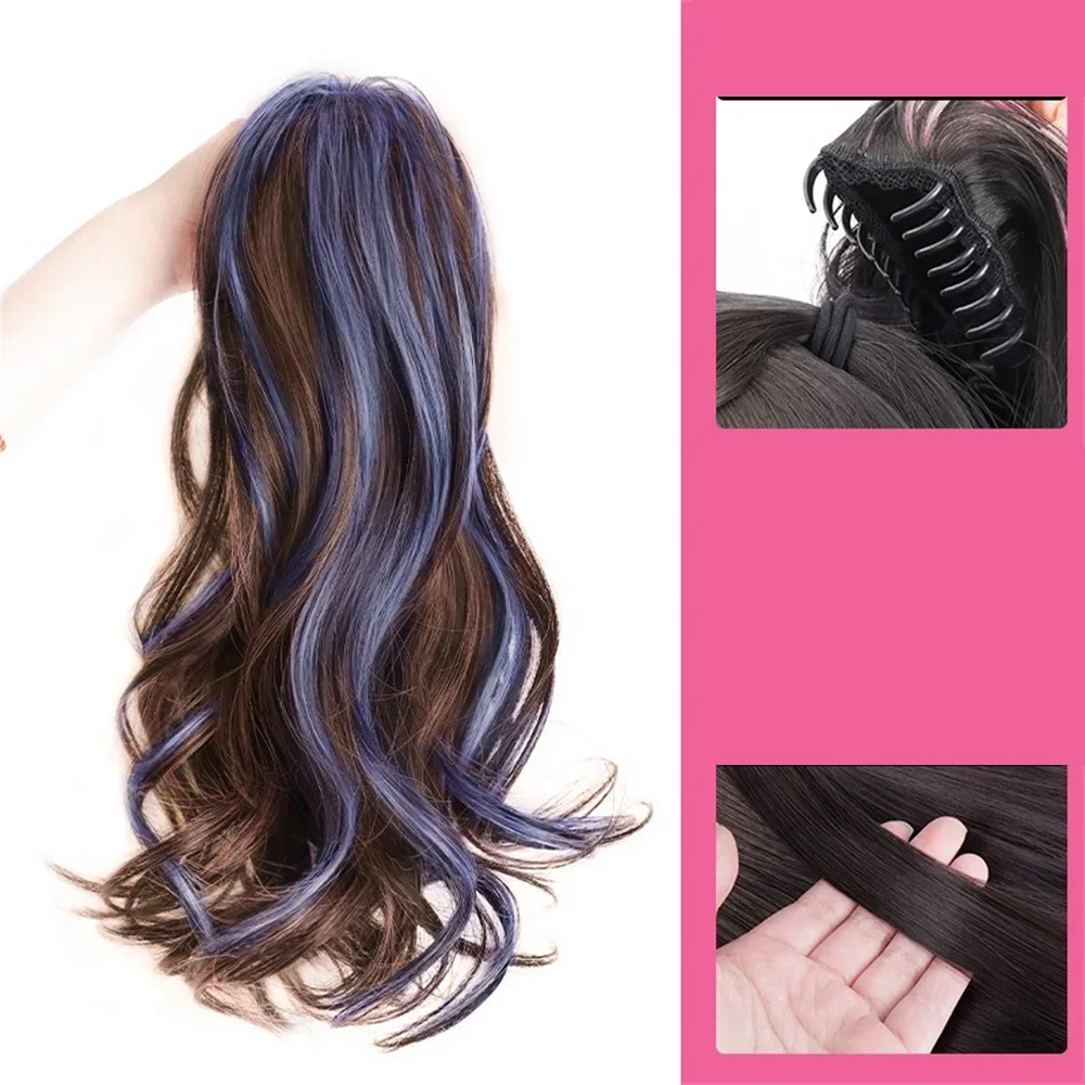 

Trendy Women Wigs Wig Women's Long Hair Simulated Hair Highlighted Dyed Colorful Sweet Cool Clasp Style Half Tied High Horsetail