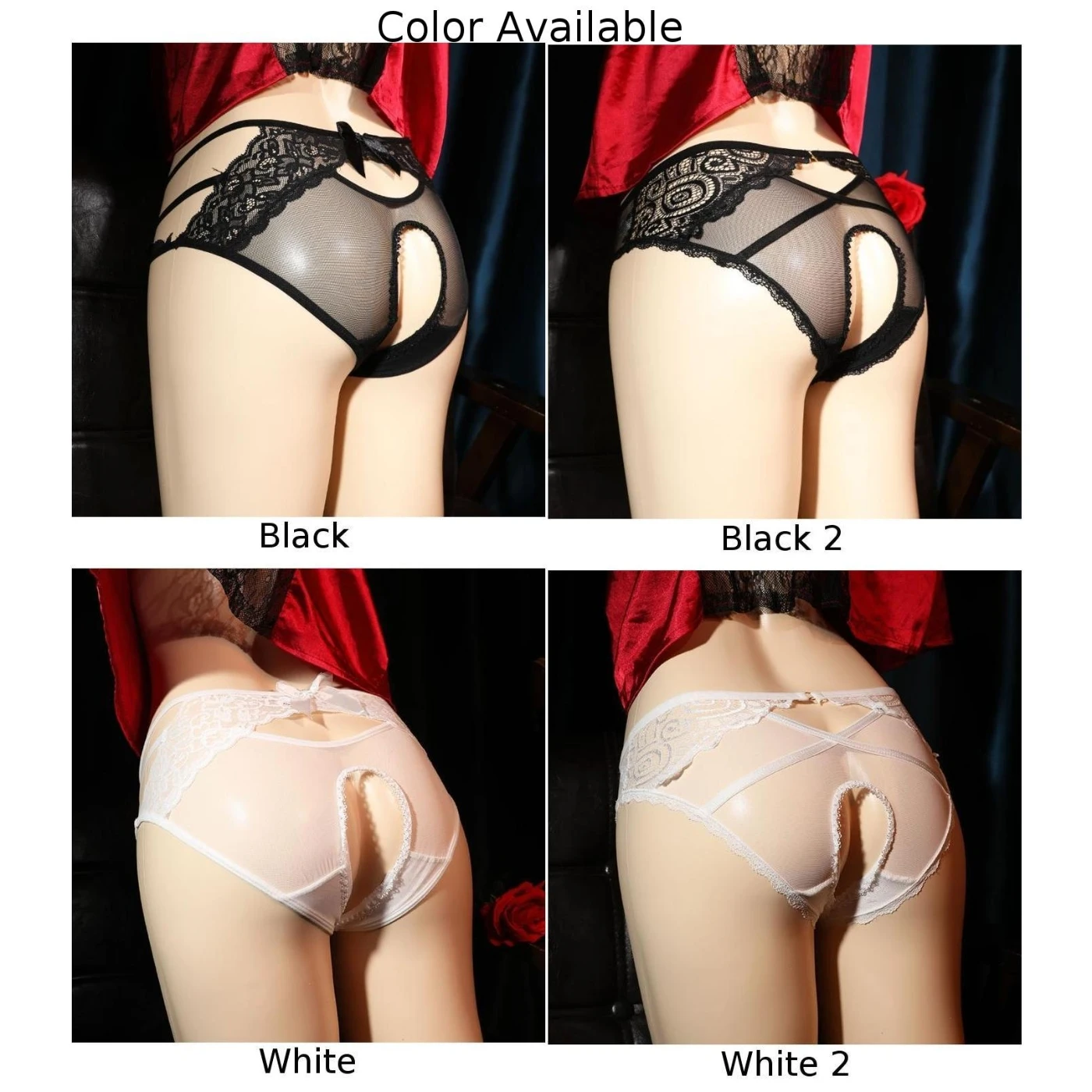 Women Sexy Underwear Open Crotch lingerie Lace Crotchless Panties Underwear Thongs G-Strings Erotic Briefs See-through Knickers