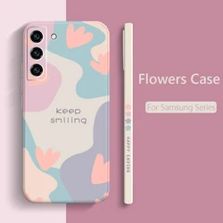Cartoon Flowers Square Silicone Case For Samsung Galaxy A16 A56 A35 A55 A34 A54 A33 A53 S25 S24 S23 S22 Ultra Plus S21 FE Cover