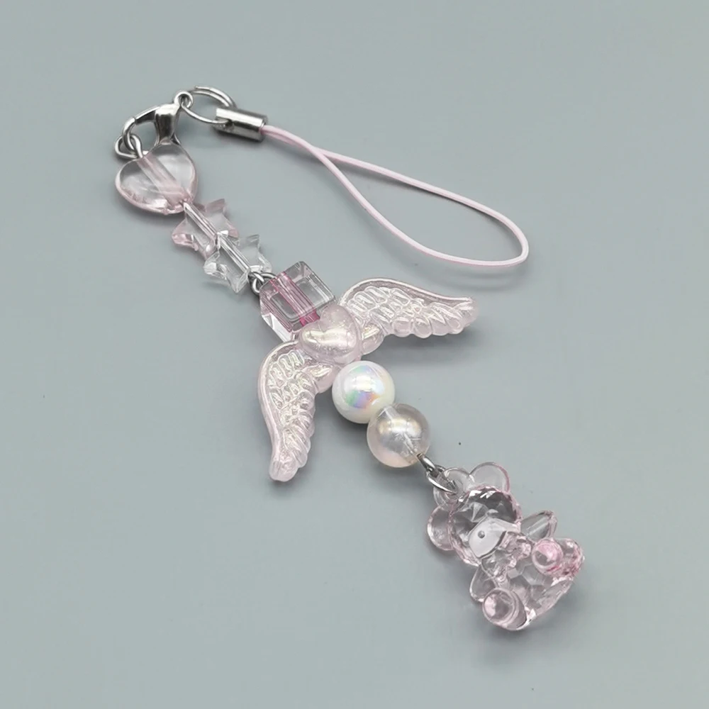 

Original Design Y2K Rope for Cellphone Lanyard Charms Keychain Wristband Strap Clear Bear Star Pearl Bead Bag Camera Pendant