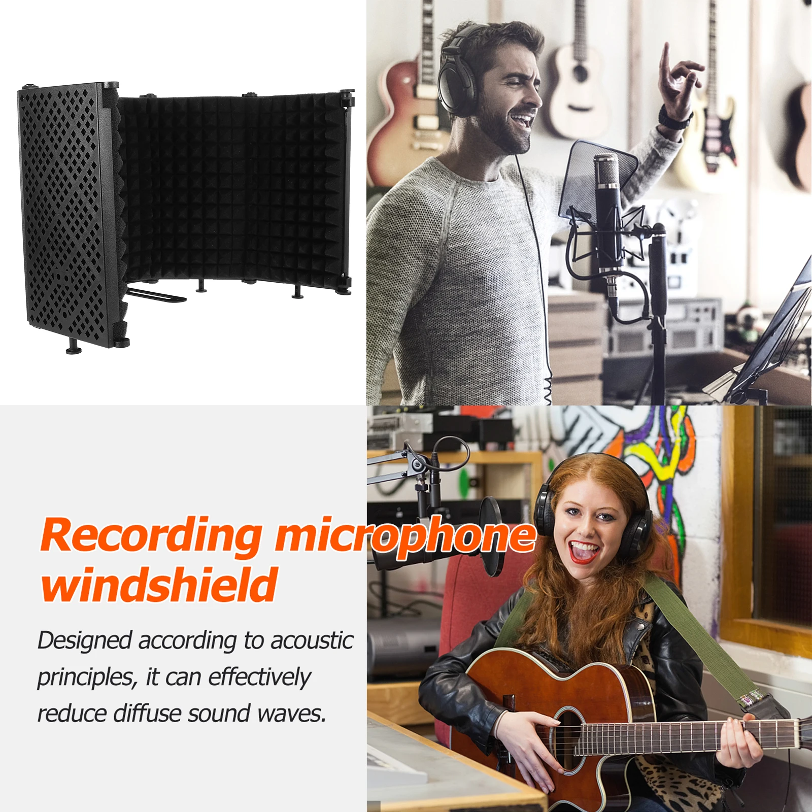 

Five Door Sound Insulation Cover Mic Absorbing Guard EVA Material Foldable Studio Microphone Shield Portable Audio Video