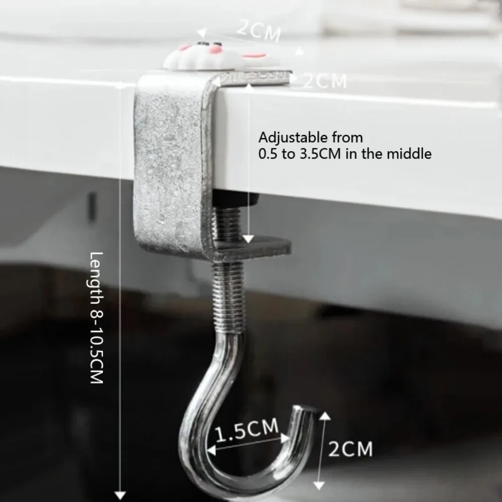 Schoolbag Hook Desk Side Backpack Hanger Table Edge Storage Hook Adjustable  Rotatable Removable Load-bearing Punch-free Hooks