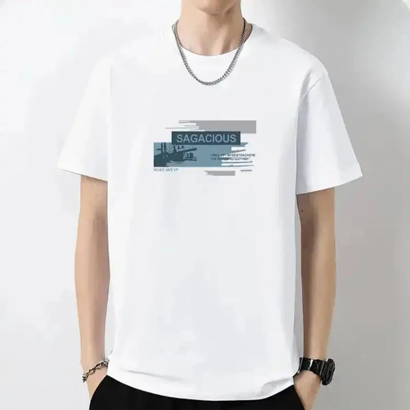 Modern Casual Men's Printed T-Shirt With Abstract Design For Everyday Wear Comfortable Breathable