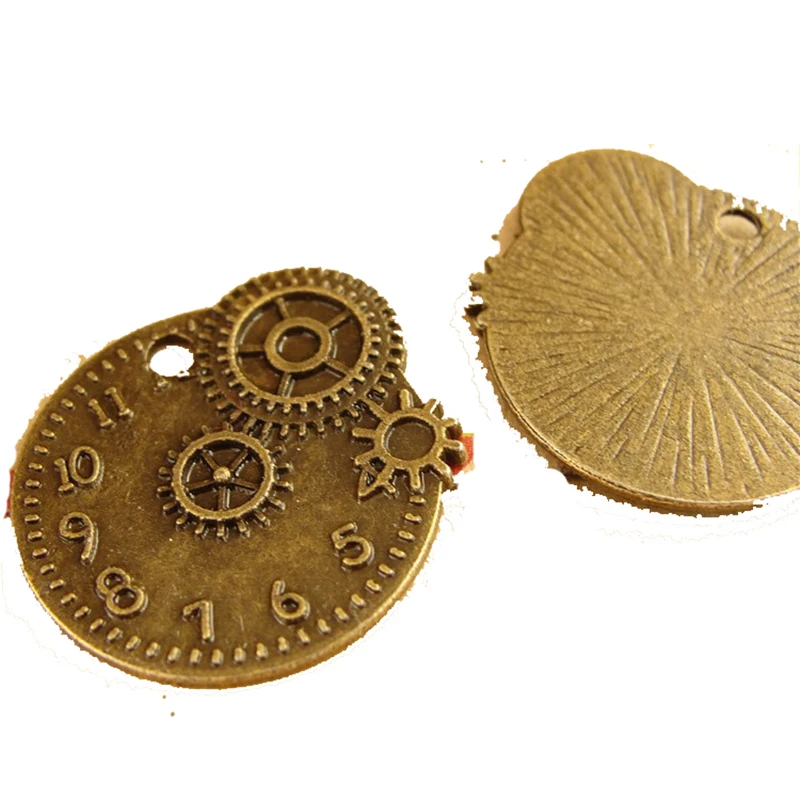 

100pcs/lot Jewelry Accessory Retro Alloy Movement Gear Shaped DIY Pendants Charms for Jewelry Making Bracelet