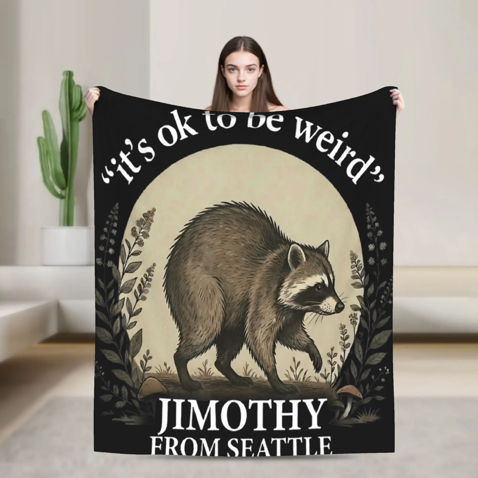 Jimothy Seattle Raccoon It's Ok to Be Weird Art Blankets Winter Soft Throw Blanket For Adults Chair Flannel Bedspread Bed Cover