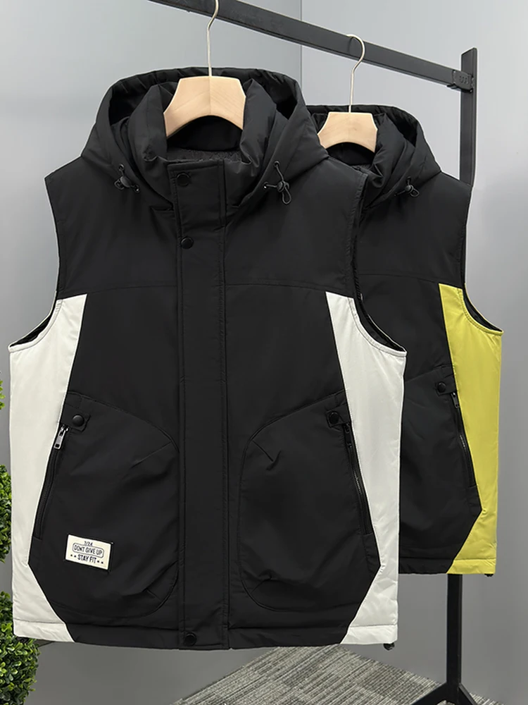

Мужской утепленный жилет больших размеров из хлопка с флисом, зимняя верхняя одежда, теплая модная одежда оптом, жилет-куртка больших размеров